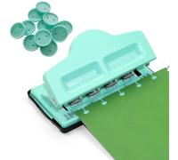 Perforadora de setas, ajustable con 4 agujeros, perforadora de agujeros con 11 discos para encuadernación, planificadores felices, troquelar tu propio papel, cuadernos (verde)