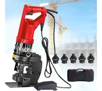Perforadora Hidráulica Eléctrica 2200 W Punzonadora Hidráulica De Metal Con 5 Troqueles Y Pedal,Para ángulo Acero,Canal Acero,Hierro,Aluminio,Cobre