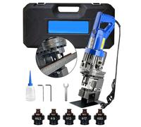 Perforadora hidráulica eléctrica de 1500 W, perforadora de metal resistente con 5 troqueles para acero, cobre, aluminio y acero angular