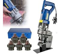Perforadora hidráulica eléctrica, kit de excavadora de agujeros con troqueles para placa de acero, placa de hierro, placa de aluminio, ángulo de acero