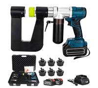 Perforadora hidráulica eléctrica para acero con matrices de 16/20/22/25/28/32 mm, 2 baterías, profundidad de perforación de 150 mm, alta resistencia para metal, hierro y láminas de(With 6 molds)