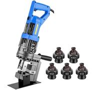 Perforadora Hidráulica Eléctrica, Perforadora con 5 matrices de Φ6,5, Φ9, Φ13, Φ17, Φ20,5 mm for placas de aluminio, hierro, cobre, ángulos, canales de acero(Anglesteel)