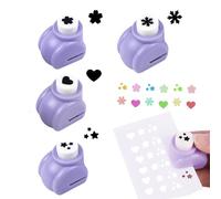 Perforadora Papel Formas, 4 Piezas Troqueladora Papel con Diseño de Estrella, Corazón, Flores de Cerezo, Copo de Nieve, Perforadora papel Mini para Proyectos DIY y Manualidades Scrapbooking
