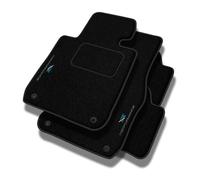 PERFORMANCE Alfombras coche de velour personalizadas adecuado para Mercedes-Benz E Clase W210 1995-2003 - Standard, Perforado, Cian, blanco y verde -Bordado CNC preciso, ribete perforado de diseño, al