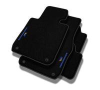 PERFORMANCE Alfombras coche de velour personalizadas adecuado para Nissan Note I E11 2006-2013 - Premium, Perforado, azul y amarillo -Bordado CNC preciso, ribete perforado de diseño, alfombrillas de c