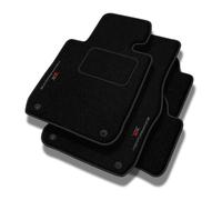 PERFORMANCE Alfombras coche de velour personalizadas adecuado para Peugeot 208 I 2012-2019 - Standard, Perforado, rojo-gris -Bordado CNC preciso, ribete perforado de diseño, alfombrillas de coche - Pe