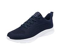 Performance Herren - Zapatilla de deporte ultra-Bequemer BarfußSchuhe Leichte SchnüRsenkel Tennisschuhe Hohe ElastizitäT Knit Sneaker Joggingschuhe Mit Weich Dicke Sohle Bequeme Sportschuhe