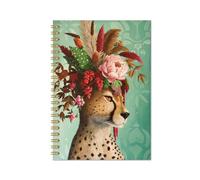 Performing Arts Whimsical Cheetah Floral Notebook - 144 Lined Pages with Date - Preppy Leopard & Tiger Inspired Notebook Journal Planner - Velvet Soft Touch Finish - Size 7x10” - Made in USA