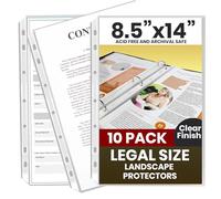 Performore Paquete de 10 protectores de hojas transparentes de tamaño legal de 8.5 x 14 pulgadas, fundas de plástico legales, calidad de archivo transparente, protectores de hojas largas para carpetas