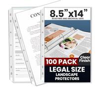 Performore Paquete de 100 protectores de hojas transparentes de tamaño legal de 8.5 x 14 pulgadas, fundas de plástico legales, calidad de archivo transparente, protectores de hojas largas para