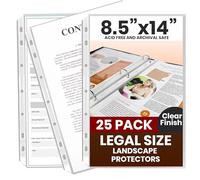 PERFORMORE Paquete de 25 protectores de hojas transparentes de tamaño legal de 21,5 x 35,5 cm, fundas de papel legal, calidad de archivo transparente, protectores de hojas largas para documentos