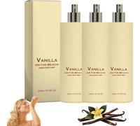 perfumada 2 en 1 para cabello y cuerpo "Vanilla on the Beach"（3pcs） | corporal premium de larga duración para mujeres y chicas; fórmula a base de agua; spray con fragancia de vainilla apto