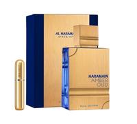 Perfume AlHaramaen Amber Oud Blue Edition | 60ml | Eau De Parfum | Incluye Regalo Atomizador Recargable 5ML | Fragancia Cítrica | Alta Duración | Base Amaderada | Perfume Alta Gama