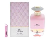 Perfume Amalia Eau de Parfum 100 ml, Perfume Árabe Unisex de Larga Duración, Incluye Atomizador Recargable, Fragancia Oriental Amaderada con Notas de Pomelo, Frutas Tropicales y Vainilla (Amalia)