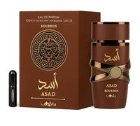 Perfume Asad Bourbon 100ML, Eau de Parfum Unisex de Larga Duración, Fragancia Oriental Especiada con Pimienta Rosa, Lavanda y Vainilla Bourbon + Atomizador Recargable 5ML, UBOON.