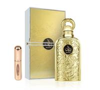 Perfume Bayaan 100ML, Perfume Árabe para Mujer de Larga Duración, Eau de Parfum Incluye Atomizador Recargable 5ML Fragancia Floral y Dulce con Notas de Cassis, Praliné y Vainilla (Bayaan)