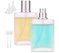 Perfume con Pulverizador, 100ML Perfume Atomizadores, 2 Frascos de Botellas de Spray Frasco, Botella Portátil de Perfume de Vidrio Cuadrado, Botella Vacía de Perfume en Aerosol
