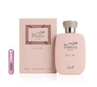 Perfume Hawas Éclat Eau de Parfum 100 ml, Perfume Árabe para Mujer de Larga Duración, Incluye Atomizador Recargable, Fragancia Femenina Floral y Luminoso con Notas de Lichi, Rosa e Incienso (Éclat)