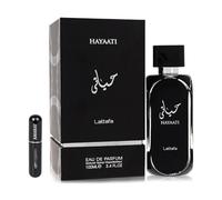 Perfume Hayaati 100ML, Perfume Árabe de Larga Duración, Eau de Parfum Importado desde Dubái, Incluye Atomizador Recargable 5ML, Fragancia Oriental y Amaderada para Hombres y Mujeres (Black)