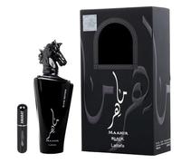 Perfume Maahir Black Edition Original 100ML, Perfume Árabe Unisex de Larga Duración, Eau da Parfum Importado desde Dubái, Incluye Atomizador Recargable 5ML (Black Edition)