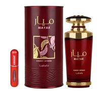 Perfume Mayar Cherry Intense 100ML, Fragancia Árabe Dulce y Agradable para Mujer EDP de Larga Duración con Notas de Cereza, Cacao y Vainilla Importado de Dubái, Incluye Atomizador 5ML (Cherry Intense)