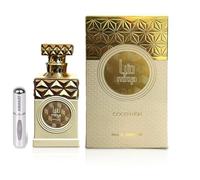 Perfume Minya Coco Lush Original 100ML, Árabe de Larga Duración, Eau Da Parfum, Incluye Atomizador 5ML, Fragancia Con Leche de Coco, Frambuesa y Pera Con Notas de Jazmín y Fresia