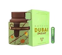 Perfume Odyssey Dubai Chocolat Eau de Parfum 100 ml, Perfume Árabe Unisex de Larga Duración, Incluye Atomizador, Fragancia Gourmand con Notas de Café, Pistacho, Chocolate y Vainilla (Dubai Chocolat)