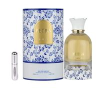 Perfume Petra Eau de Parfum 100ml, Perfume Árabe Unisex de Larga Duración, Incluye Atomizador Recargable 5 ml, Fragancia árabe floral frutal gourmand con ciruela, coco, praliné y vainilla (Petra)
