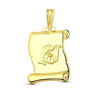 Pergamino Colgante en Oro de 18k placa con detalle horóscopo Piscis