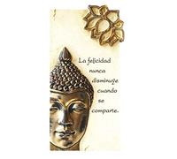 PERGAMINO DE Piedra LABRADA con Textos para Ocasiones Especiales, Original Y ECONÓMICO. Especial Buda Frase de la Felicidad (07071)