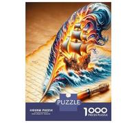 Pergamino del Barco de Plumas 1000 Piezas Set De Puzzle La Magia de una Historia aventurera Puzzle Cochetón Grueso - Antiestrés Y Viajes, Entrena El Cerebro para 12+ Años 52x38cm/1000pcs
