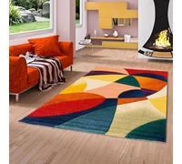 Pergamon Alfombra de Diseñador Maui Moderna Amarillo Rojo - Alfombra Moderna con Corte de Contorno y diseño Moderno salón y Comedor