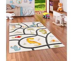 Pergamon Maui Kids - Alfombra Infantil Carretera - Multicolor Dinosaurio - 5 Tamaños