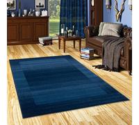 Pergamon Samba - Alfombra de diseño Moderno - Azul Oscuro - Borde - 5 Tamaños