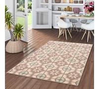 Pergamon Samba - Alfombra de diseño Moderno - Óptica de Azulejos - Beige - 5 Tamaños