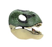 PerGar Máscara de Dinosaurio Mandíbula Móvil, Máscara de Raptor Llamativa de Látex, Sombrero de Látex con Apertura de Mandíbula Móvil, Fiesta de Cosplay Cumpleaños Halloween Navidad Niños(Verde)