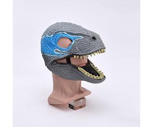 PerGar Máscara de Dinosaurio Mandíbula Móvil, Máscara de Raptor Llamativa de Látex, Sombrero de Látex con Apertura de Mandíbula Móvil, Fiesta de Cosplay Cumpleaños Halloween Navidad Niños(Azul)