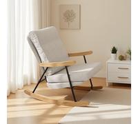PerGar Mecedora, silla mecedora, sillón de lactancia, sillón moderno con respaldo alto, sillón de lectura, silla de relax, para salón, dormitorio, balcón, lino, gris