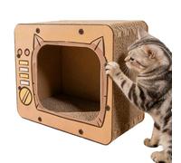 PerGatti - Caseta de cartón para Gatos Ondulada con Forma de TV y rascador | Casa de Juegos para Gatos de cartón para pequeños Animales Conejos, Protege los Muebles de la Po