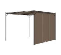Pérgola amapola techo corredizo + cortina lateral gris taupe 225x300x300 cm