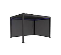 Pérgola bioclimática 3x4m eléctrica led + 1 toldo de 3m + 1 toldo de 4m, triomphe 3x4m led + accesorios, antracita, 300x400x300 cm
