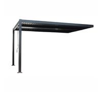 Pérgola Bioclimática Apoyada SIFNOS Negra 4x3 m | Estructura de aluminio, cuchillas de acero galvanizado con manivela, 2 pies, gran área de 12 m²