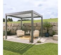 Pérgola bioclimática de acero biohort outdoor living gris y lama gris claro de 608 x 367.5 x 264 cm manual
