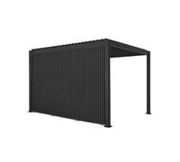Pérgola bioclimática de aluminio 3x4 m + 3 persianas verticales de 130 cm, triomphe 3x4 m + accesorios, antracita, 400x300x250 cm