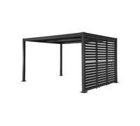 Pérgola bioclimática de aluminio y acero 3x4m + 3 persianas 1m antracita - 392x292x231 cm