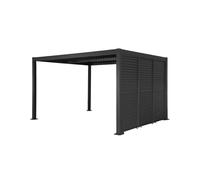 Pérgola bioclimática de aluminio y acero 3x4m + 3 persianas de 1m con lamas orientables antracita - 392x292x231 cm