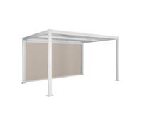 Pérgola bioclimática de aluminio y acero 3x4m + toldo 4m blanco - 392x292x224 cm