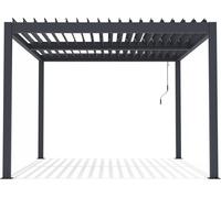 Pérgola bioclimática de jardín de aluminio - dimensiones: 304 x 394 x 218 cm - materiales: aluminio - gris oscuro