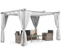 Pérgola blanca La Palma 3x4m con cortinas Garden Point