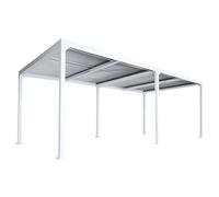 Pérgola cenador de aluminio Mendler, 3 x 6 m, techo de lamas ajustable, estructura robusta de metal de 8 cm, blanco